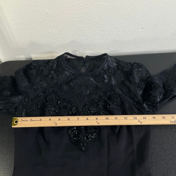 Vintage Jessica McClintock Black Lace Dress Prom Formal Party Sz 6 Whimsigoth - Picture 13 of 16